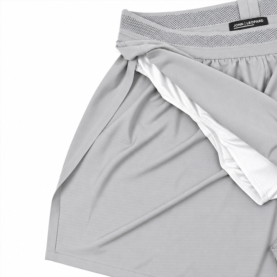 Short Side Split Performance Tech Aeradry® Light Gray Race 4"