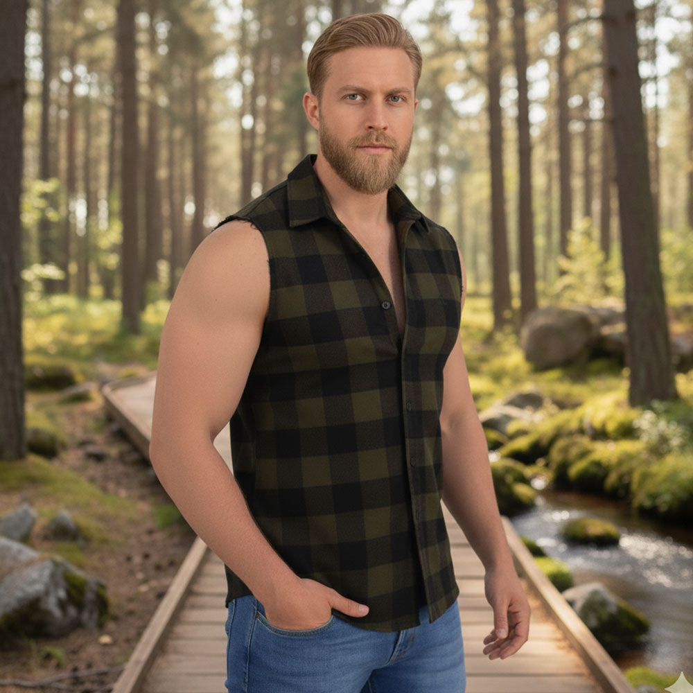 Camisa Flannel Cutoff Shirt Army Green