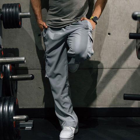 Parachute Cargo Track Pants Jogger Trouser Light Gray