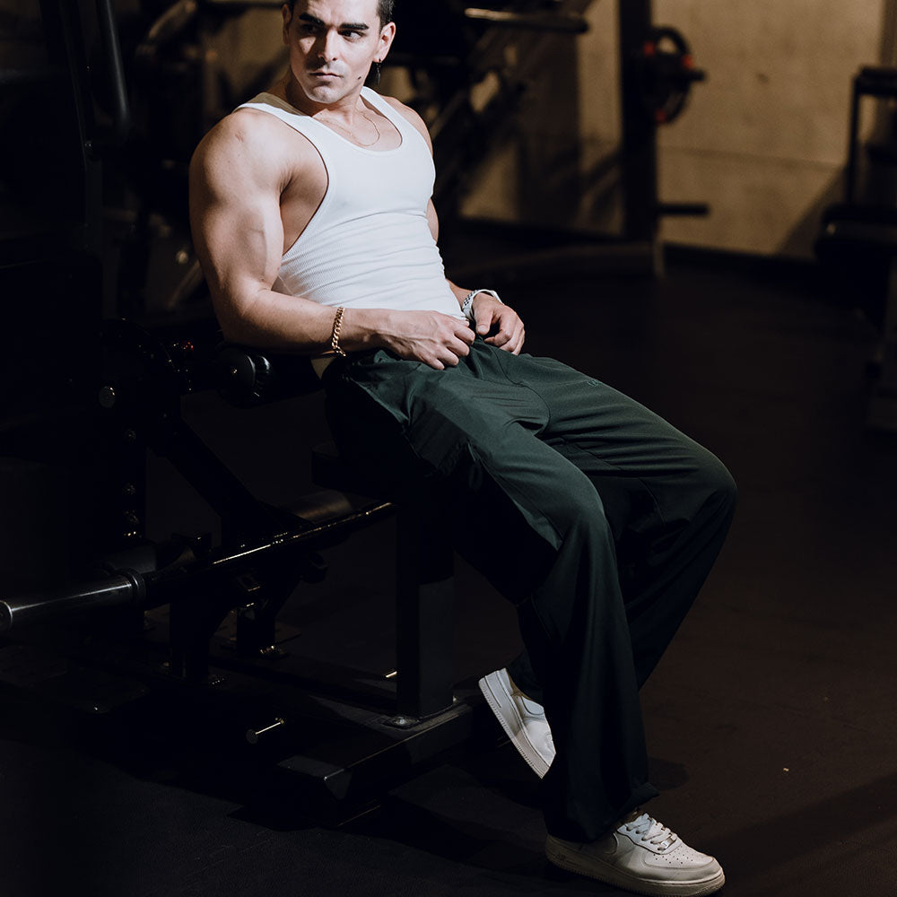 Parachute Cargo Track Pants Jogger Trouser Dark Green