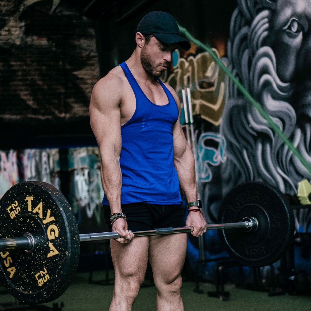 Gym Stringer Tank 3 Pack Varsity Full  Vino - Rey - Azul Claro