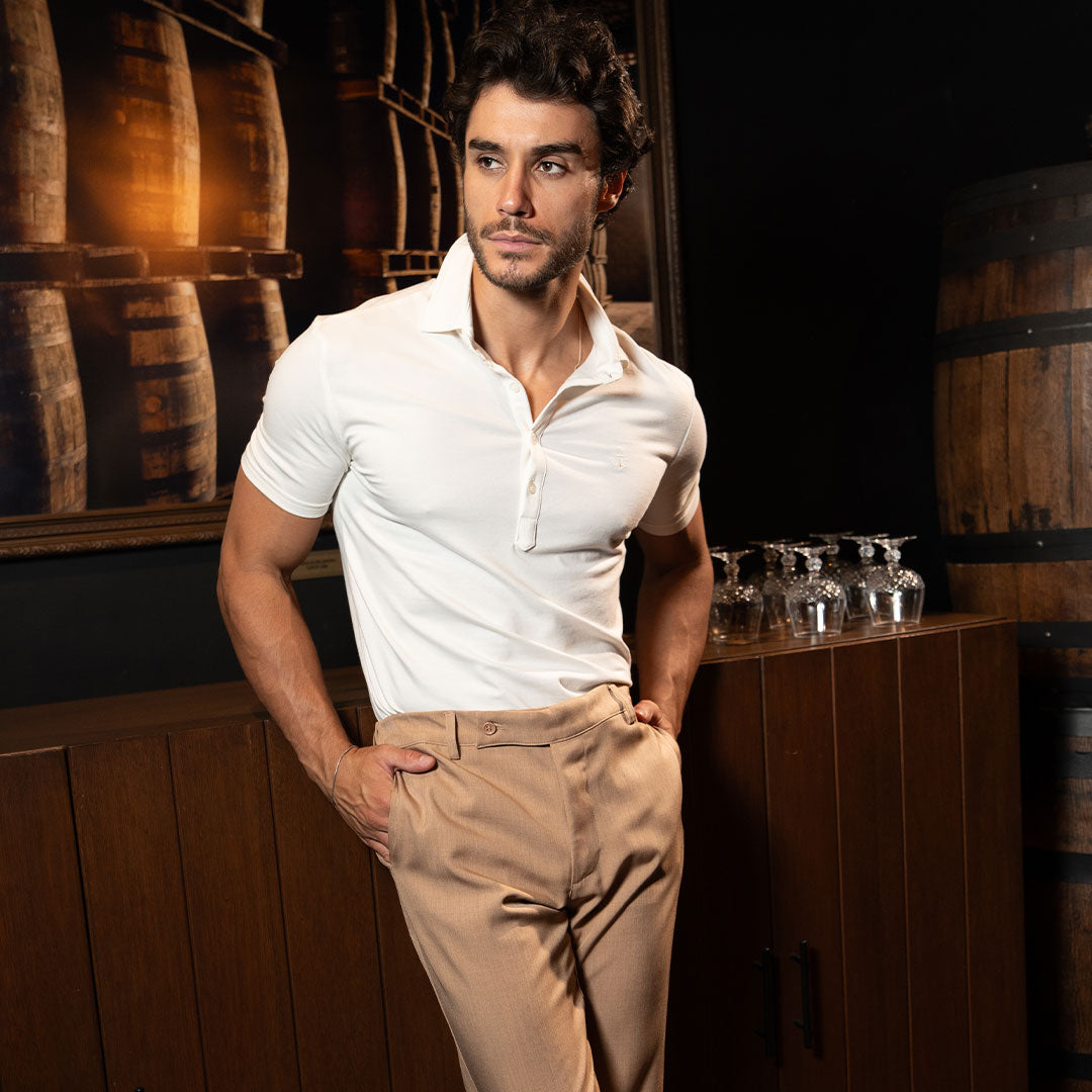 Santos Polo Manga Corta Off White