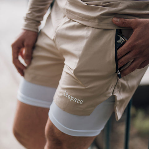 Speed Compression Short Ivory Cream Logo White