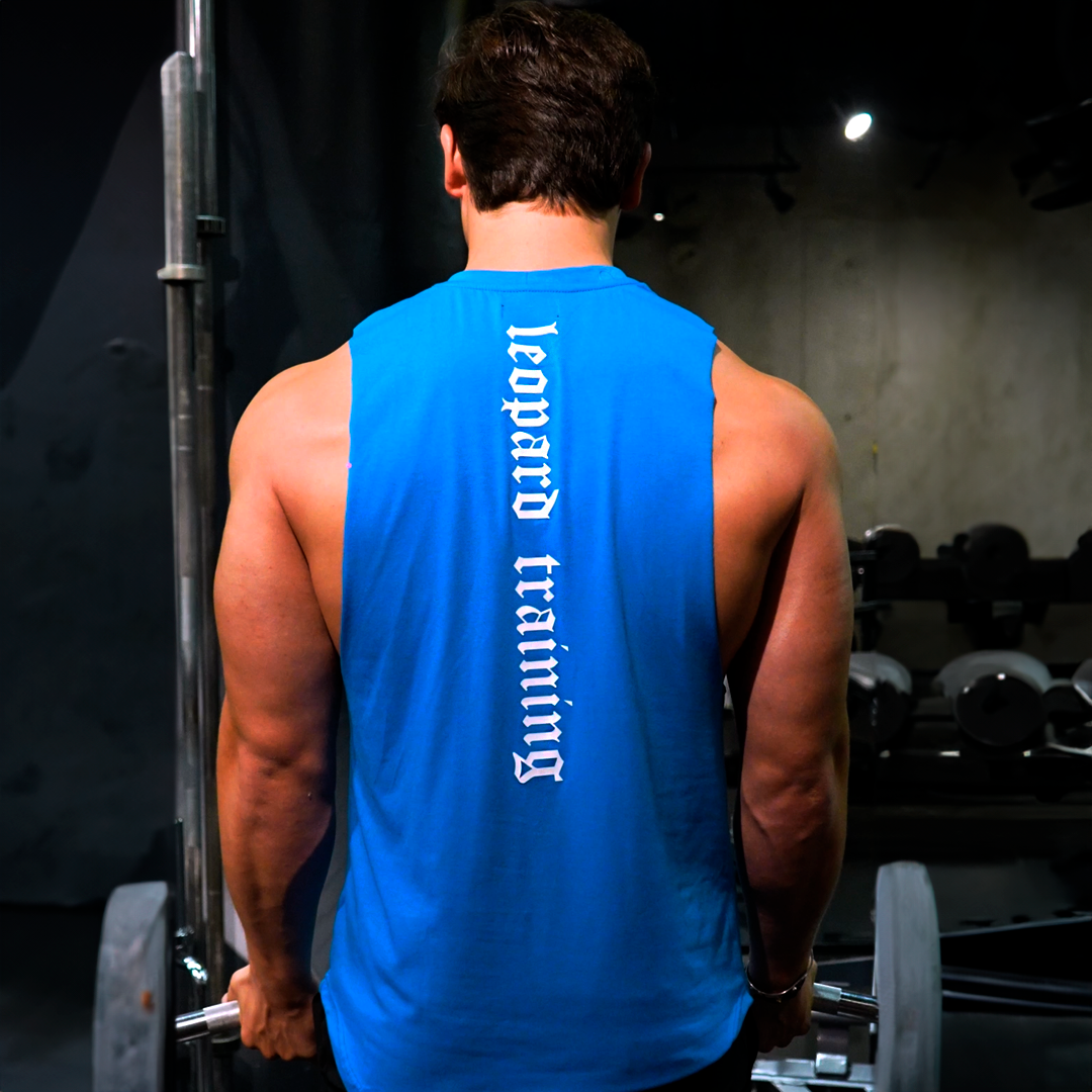 Gym Sleeveless Tee Wine Logo Stripes Black
