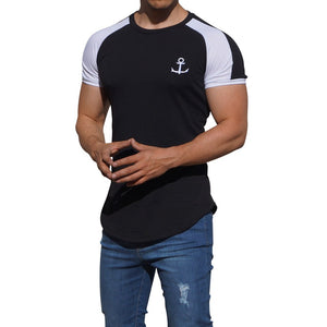 Black Raglan Short Sleeve Black Stripe T-shirt