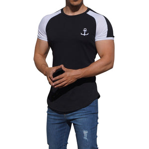 Black Raglan Short Sleeve Black Stripe T-shirt