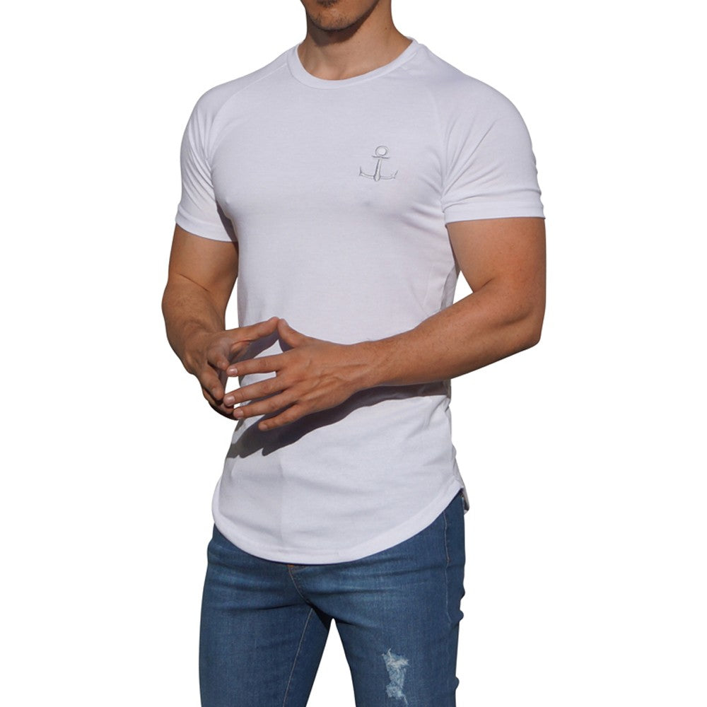 White Raglan T-shirt White Short Sleeve Silver Logo