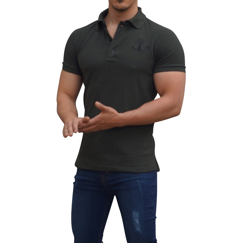 Military Green Polo Military Green Sleeves Black Logo