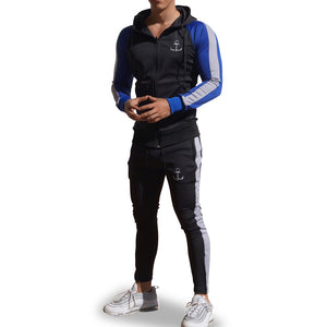 Delta Tracksuit Negro Manga Rey Franja Gris Claro