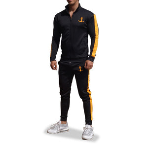 Elite Track Suit Pants Negro Franja Amarilla