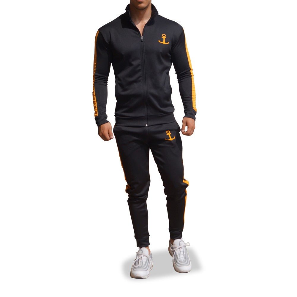 Elite Track Suit Pants Negro Franja Amarilla