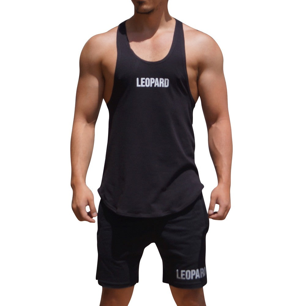 Gym Stringer Tank Negro Logo Blanco