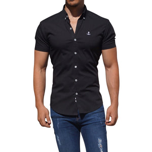 Camisa Negra Manga Corta Negro