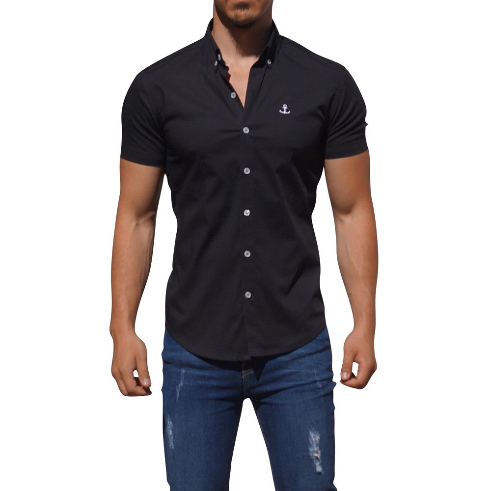 Camisa Negra Manga Corta Negro