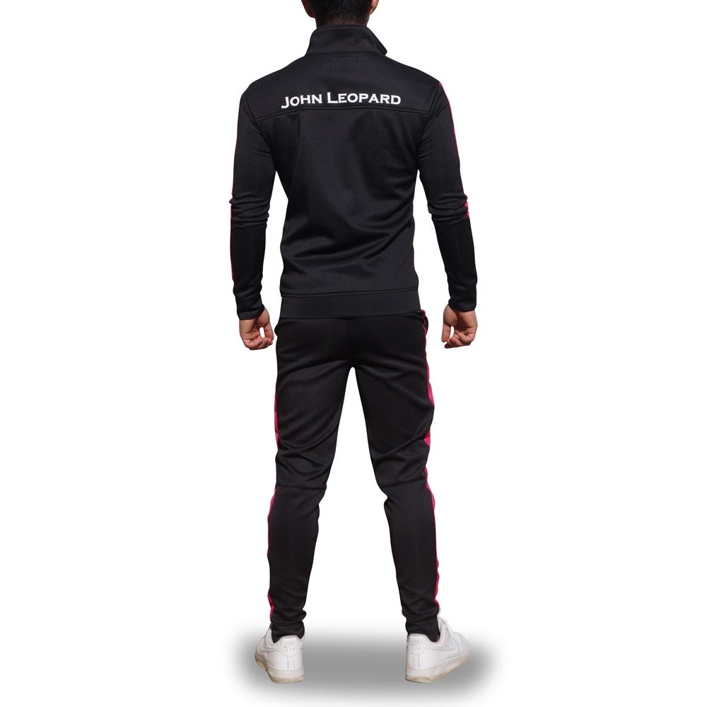 Elite Track Suit Pants Negro Franja Fucsia