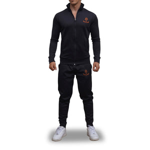 Elite Track Suit Pants Full Negro Logo Naranja