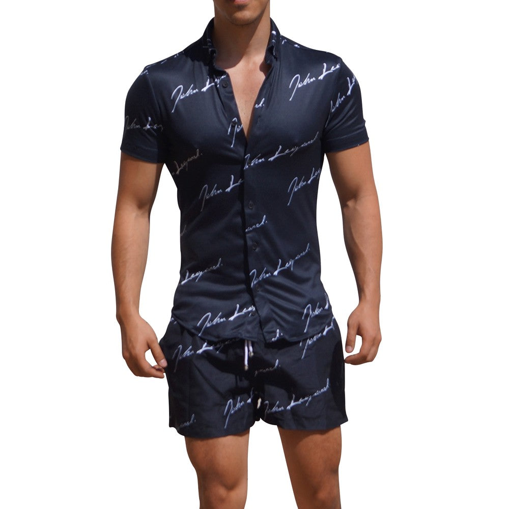 Camisa Manga Corta Signature Logo Negro
