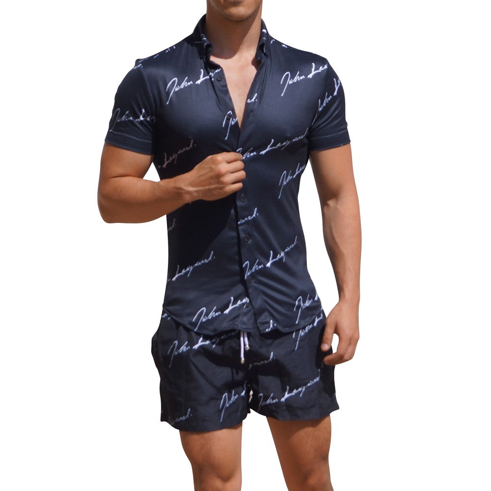 Camisa Manga Corta Signature Logo Negro