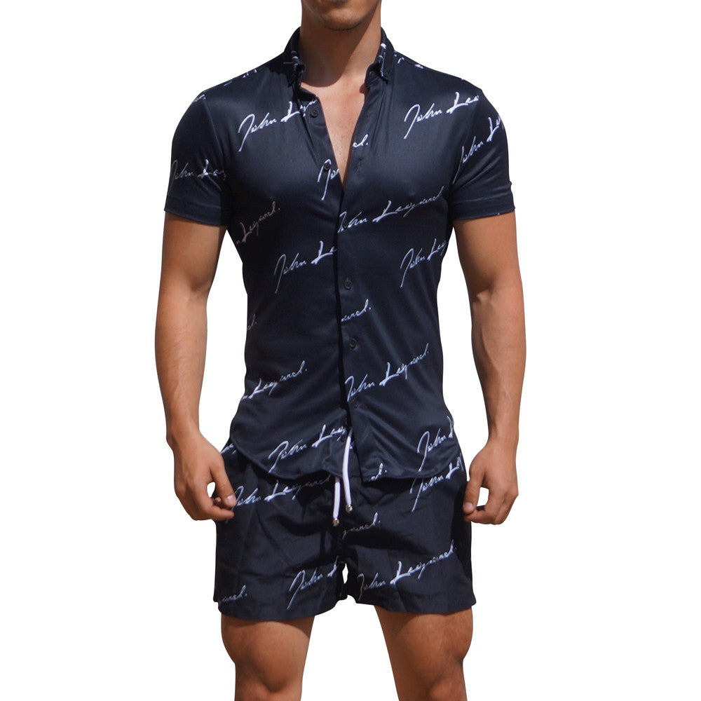 Camisa Manga Corta Signature Logo Negro
