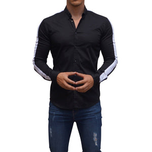 Camisa Negra Side Stripe Manga Larga Negro