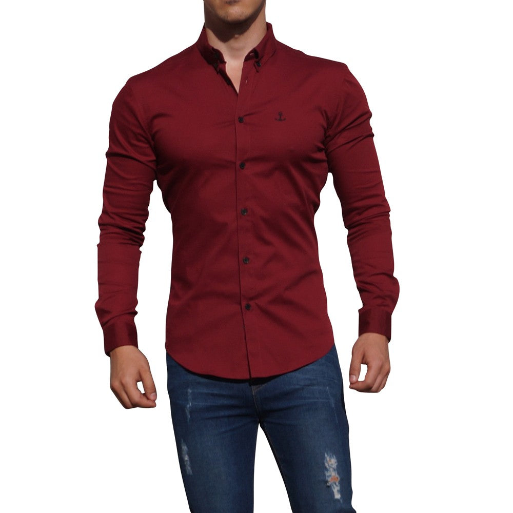 Camisa Vaquera Camisa Color Guindo Jeans Camisa Vino Hombre Camisa