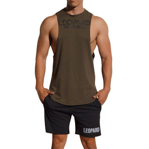 Gym Sleeveless Tee Verde Militar Logo Rayas Negro