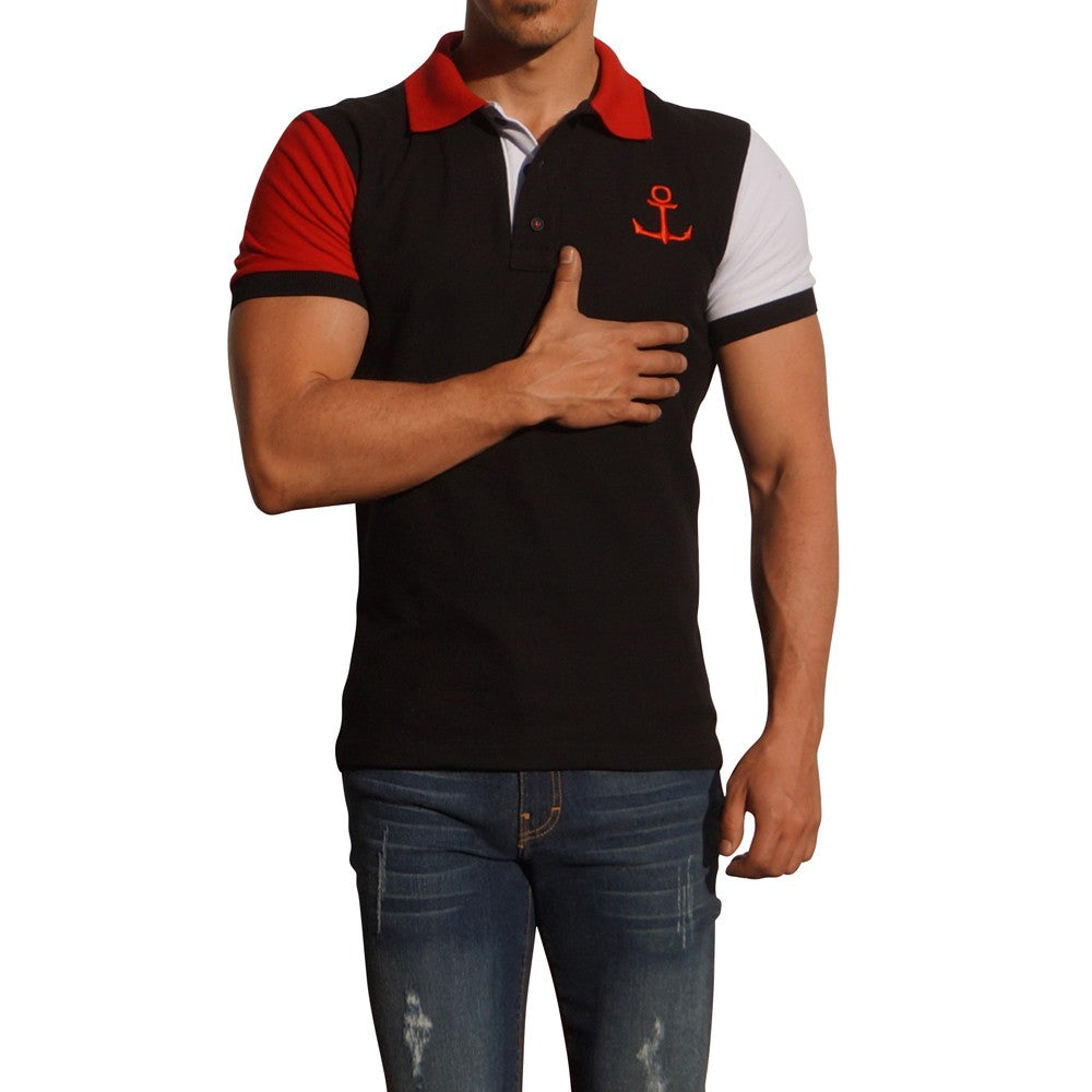 Polo Comb Black Mg Red/White