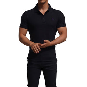 Black Polo Purple Logo Black Short Sleeve