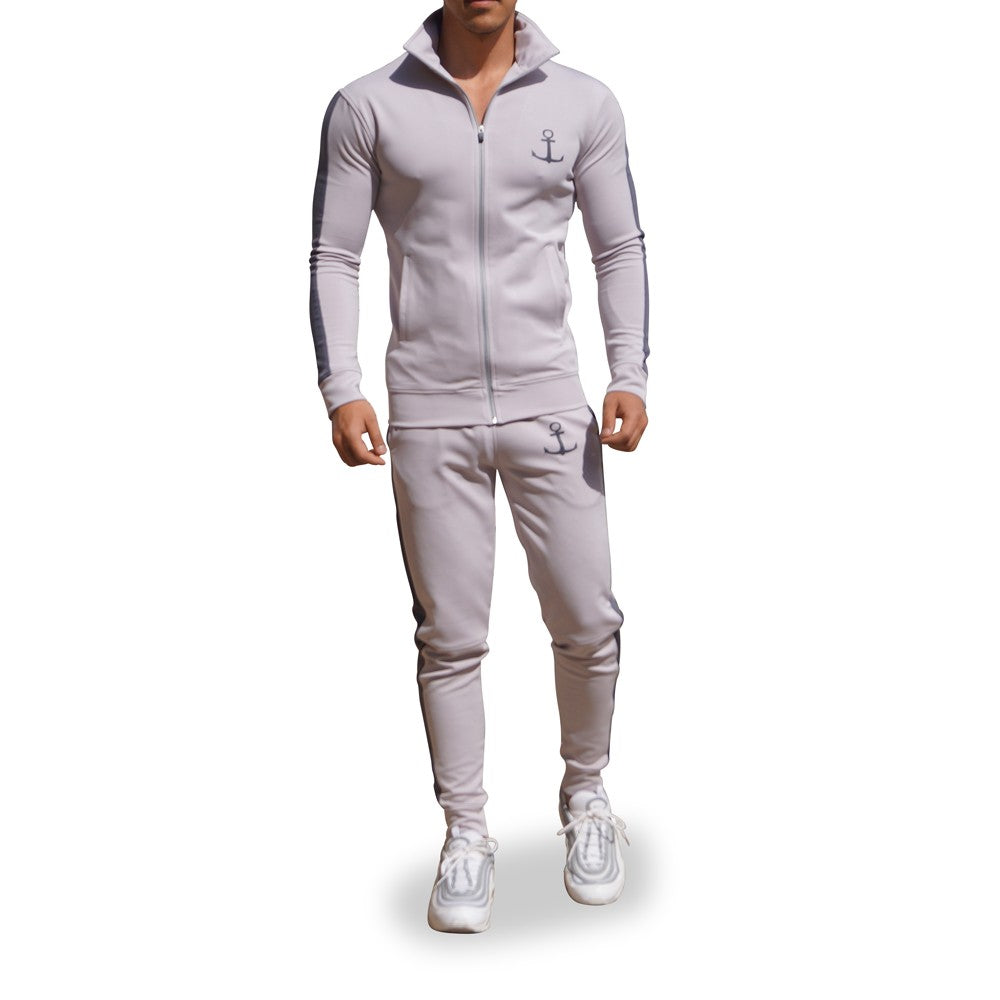 Elite Track Suit Pants Light Gray Oxford Stripe