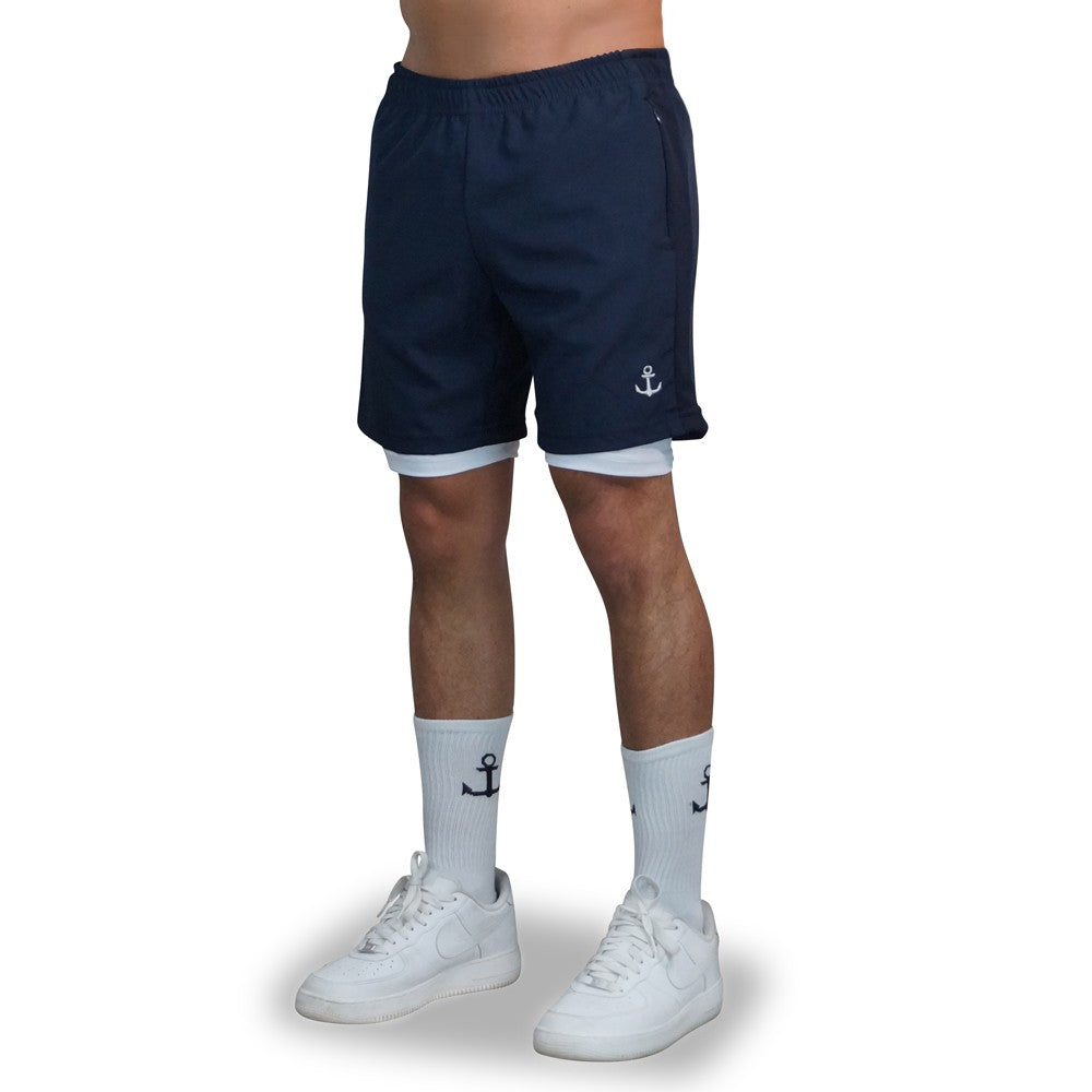 Strong Line Short Navy Logo Silver
