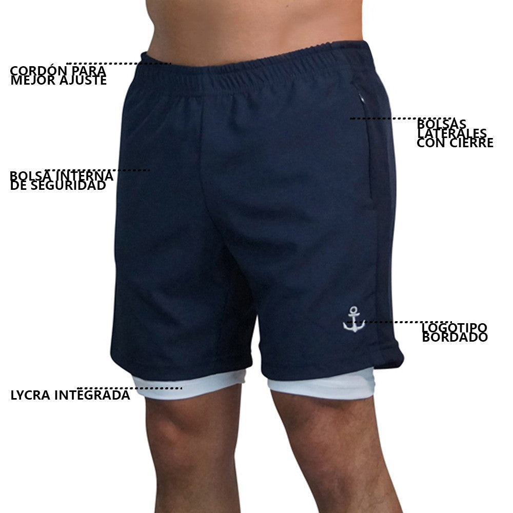 Strong Line Short Navy Logo Silver