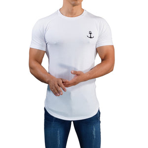 White Raglan T-shirt White Short Sleeve Black Logo