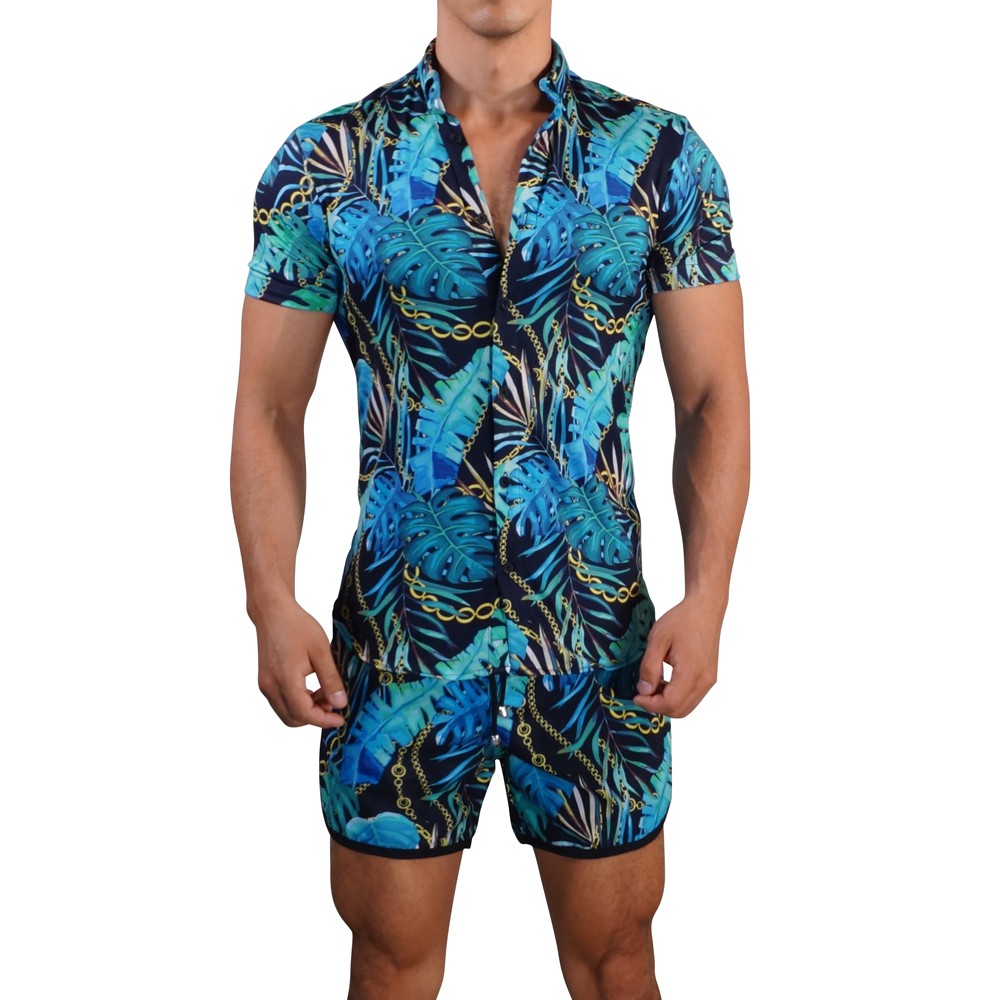 Camisa Manga Corta Jungla Negro