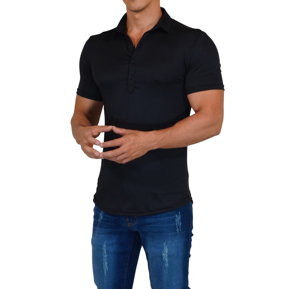 Sateen Luxe Polo Shirt Manga Corta Negro