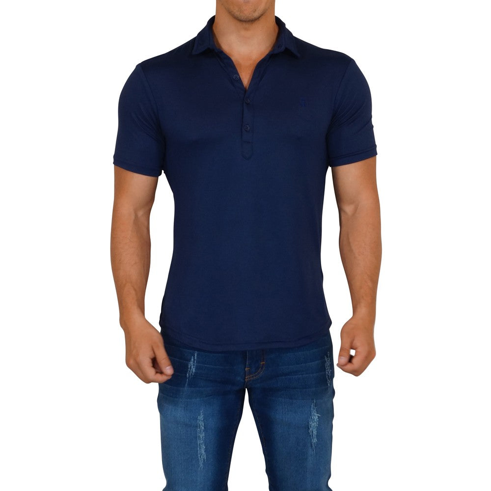 Sateen Luxe Polo Shirt Short Sleeve Navy
