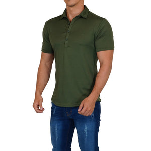 Sateen Luxe Polo Shirt Short Sleeve Olive