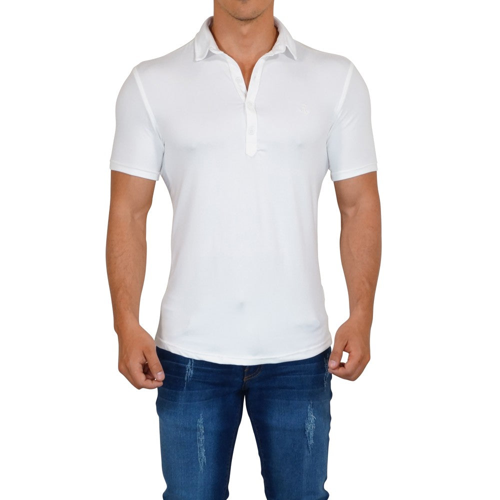 Sateen Luxe Polo Shirt Short Sleeve Cream