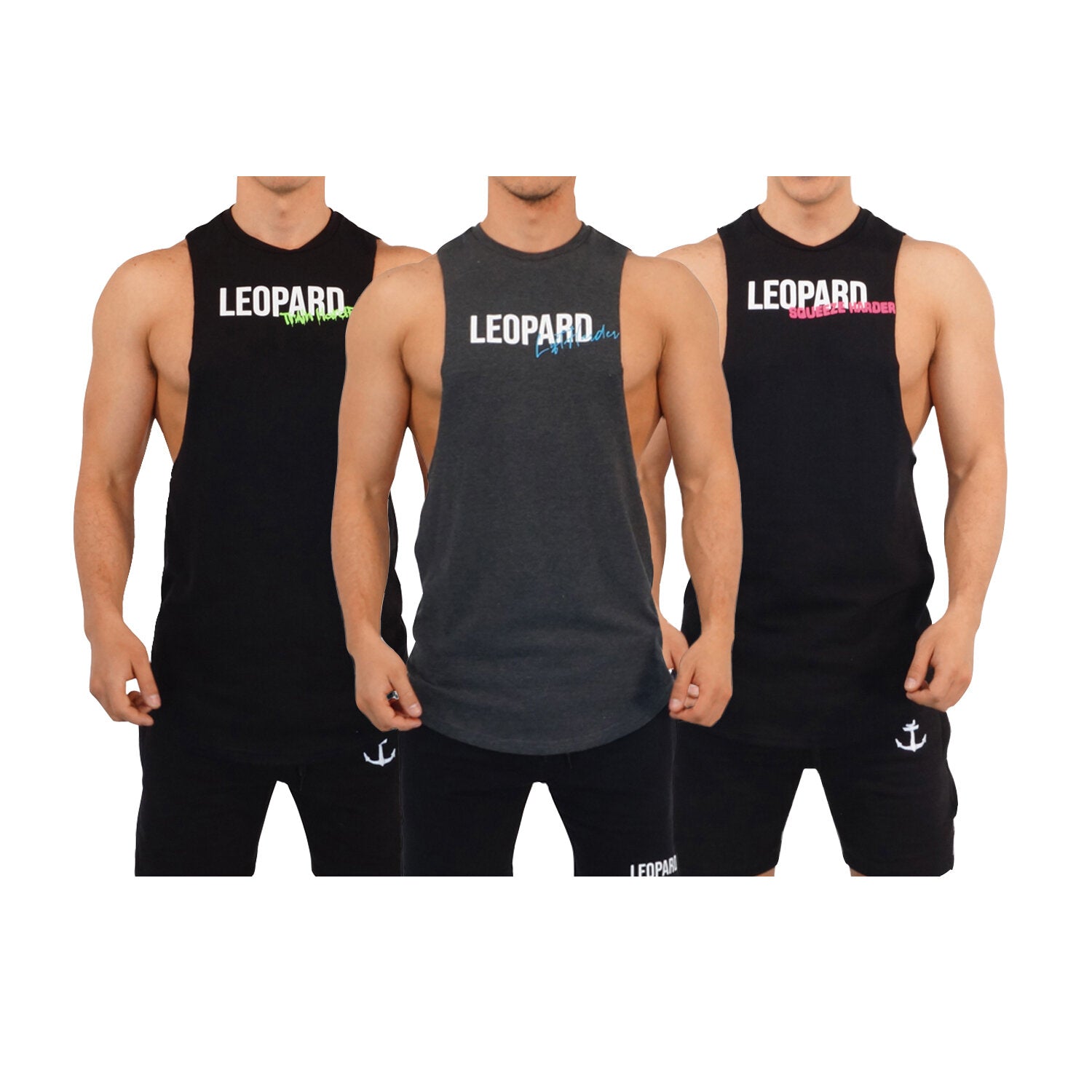 Gym Sleeveless Tee Harder 3 Pack Black Train-Oxford Lift-Black Squeeze