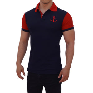 Navy Polo Shirt Red Logo Red Short Sleeve
