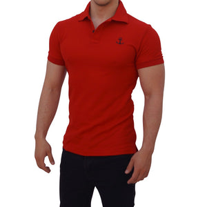Red Polo Shirt Black Logo Red Short Sleeve
