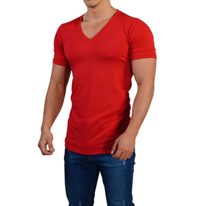 Red Deep V Neck T-shirt
