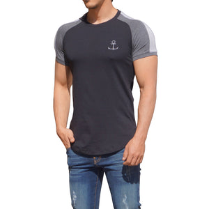 Black Short Sleeve Raglan T-shirt with Jasper Stripe