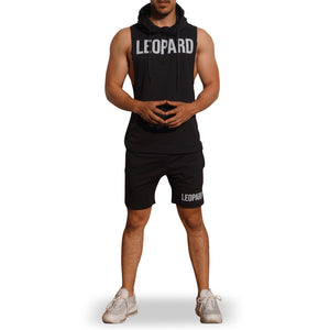 Gym Sleeveless Hoodie Negra Big Logo Blanco