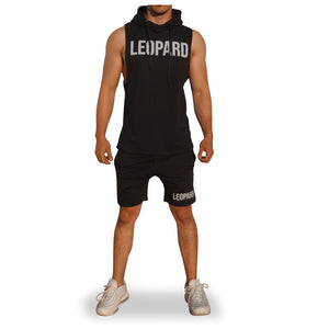 Gym Sleeveless Hoodie Negra Big Logo Blanco