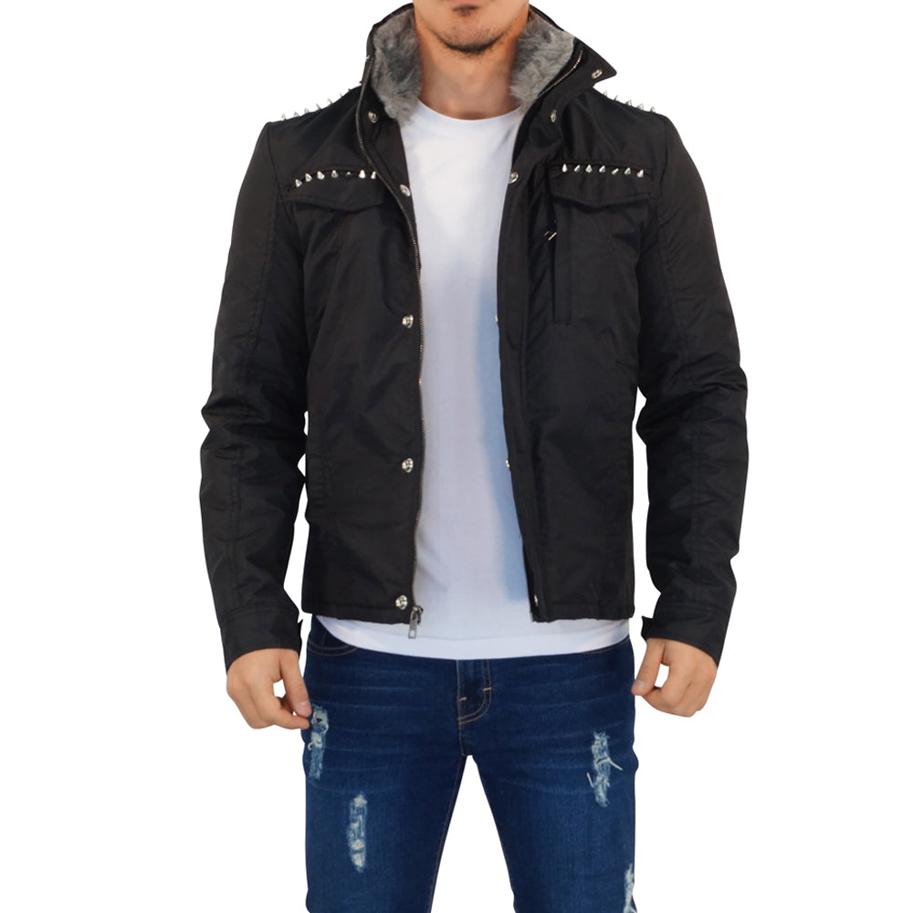 Chamarra Pilot Jacket Black Spikes