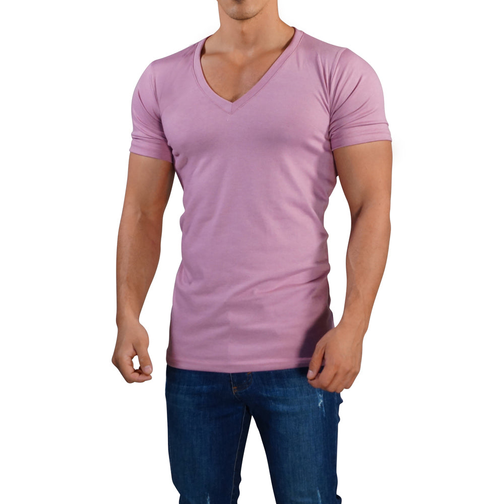 Pink Deep V Neck T-shirt
