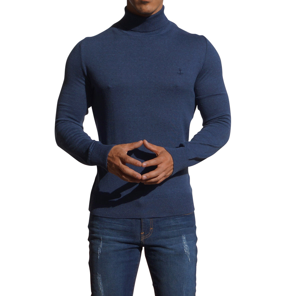 Navy Roll Neck Sweater