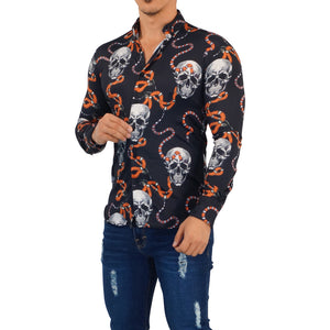 Camisa Manga Larga Skull & Snakes Negro