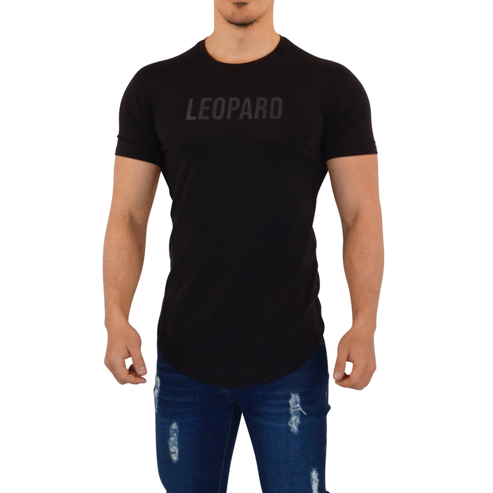 Matte Leopard Short Sleeve Black Raglan T-shirt 
