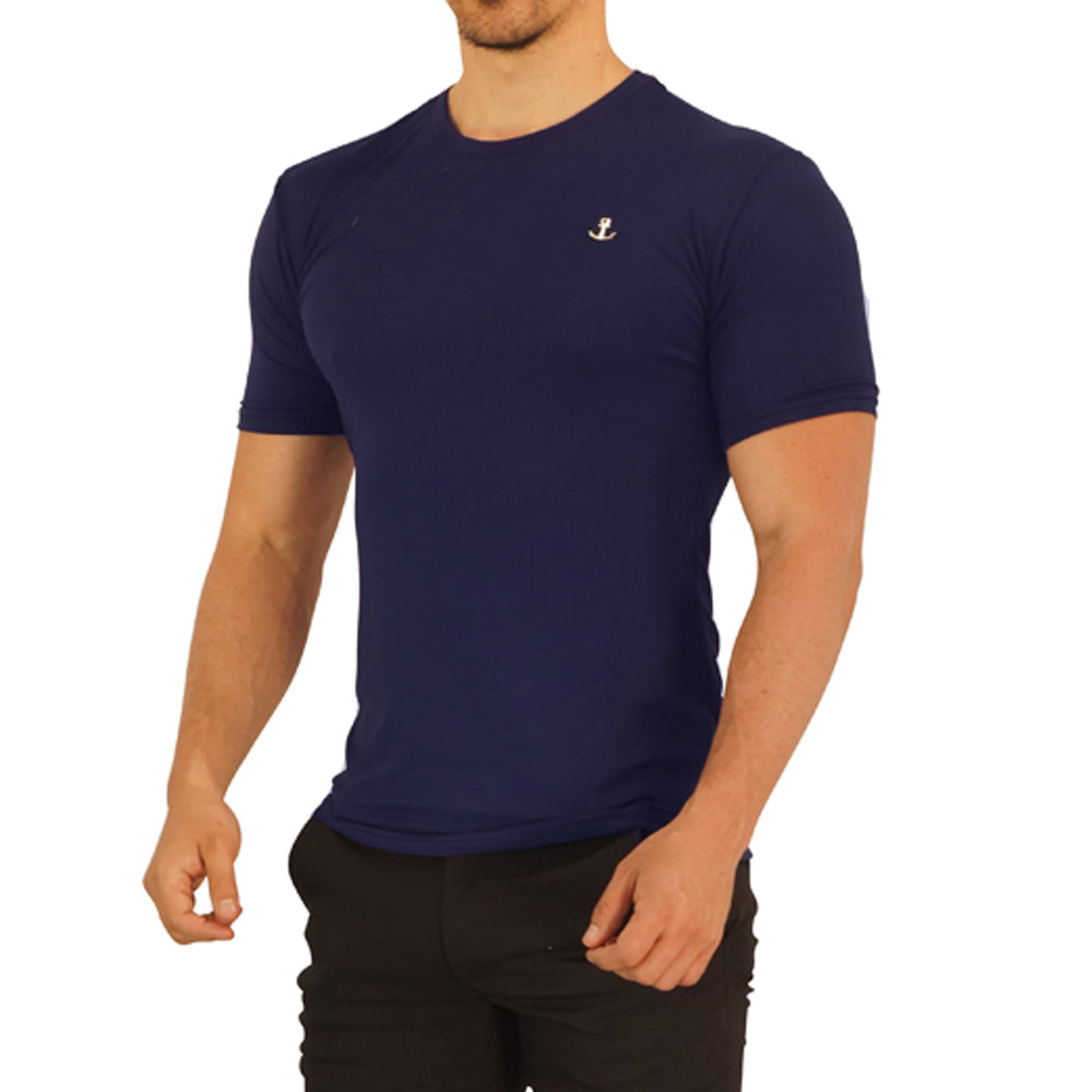 Metal Emblem Navy Short Sleeve T-Shirt